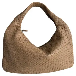 Bottega Veneta Veneta Hobo Bag – Light Beige Brown Intrecciato Leather, 47cm
