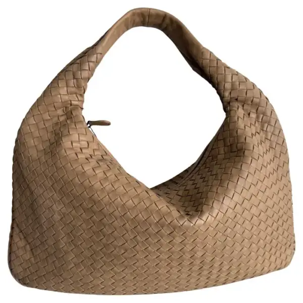 Bottega Veneta Veneta Hobo Bag – Light Beige Brown Intrecciato Leather, 47cm