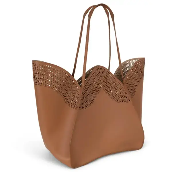 ALAÏA LILI 32 VIENNE Laser-Cut Tote in Tan Leathe - Image 2