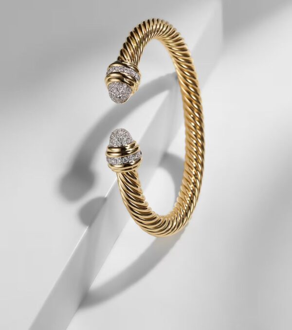 David Yurman Classic Cablespira® 18kt Gold & Diamond Bangle - Image 6