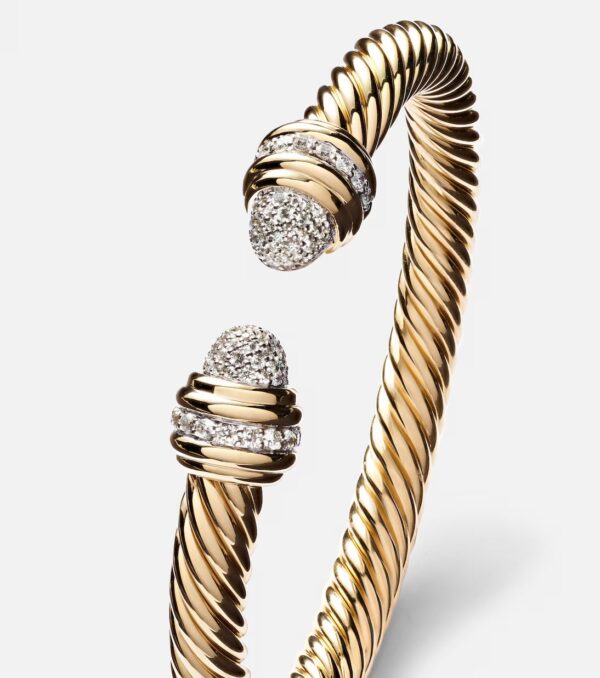 David Yurman Classic Cablespira® 18kt Gold & Diamond Bangle - Image 5