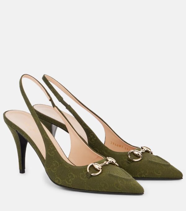 Gucci 85 GG Canvas Slingback Pumps