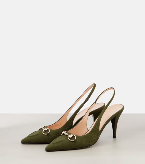 Gucci 85 GG Canvas Slingback Pumps - Image 3