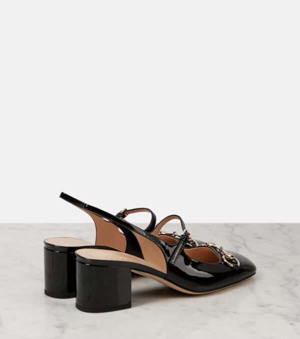 Gucci Horsebit 55 Patent Leather Slingback Pumps - Image 2