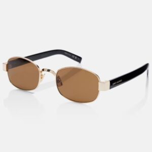 Saint Laurent SL 706 Square Sunglasses – Gold & Black Metal with Brown Lenses