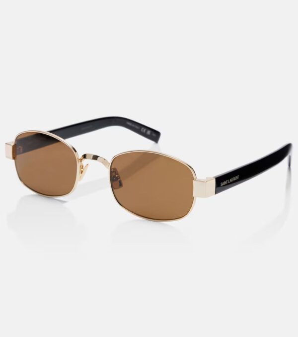 Saint Laurent SL 706 Square Sunglasses – Gold & Black Metal with Brown Lenses
