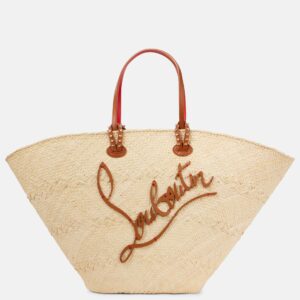 Christian Louboutin Cabata Large Raffia Tote – Natural Beige with Leather Trim