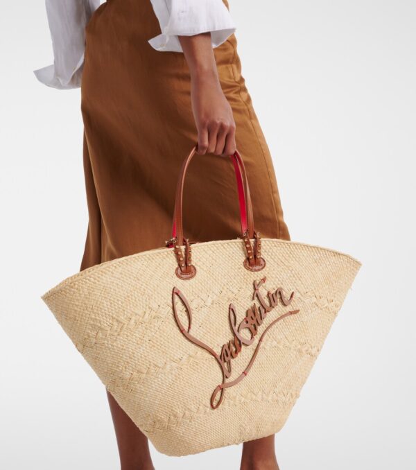 Christian Louboutin Cabata Large Raffia Tote – Natural Beige with Leather Trim - Image 5