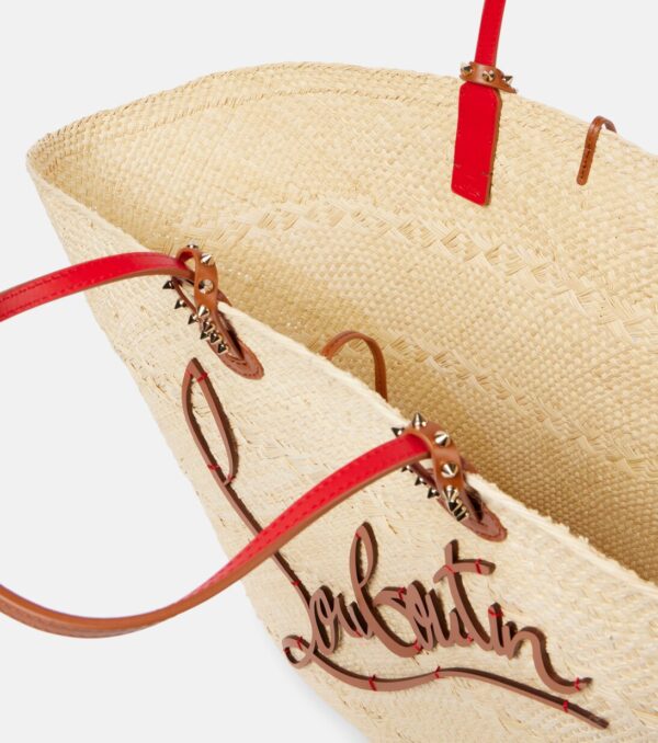 Christian Louboutin Cabata Large Raffia Tote – Natural Beige with Leather Trim - Image 6