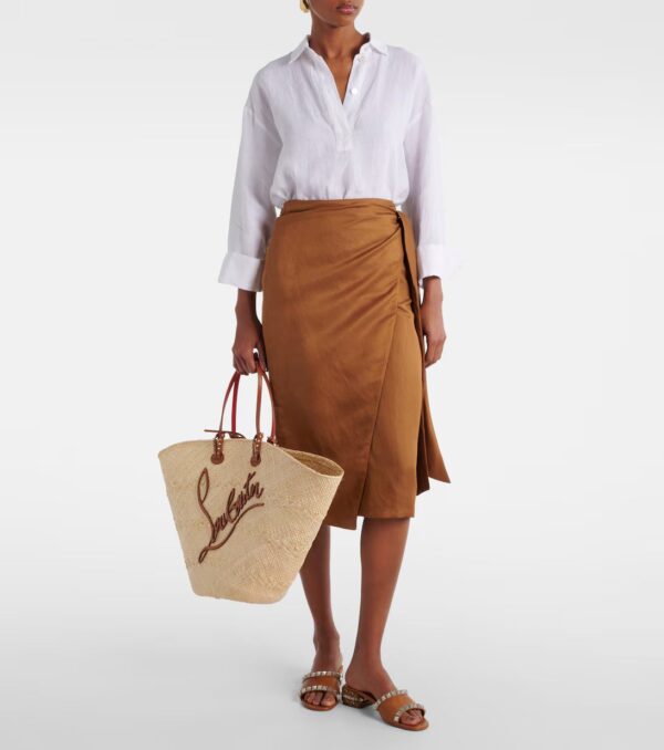 Christian Louboutin Cabata Large Raffia Tote – Natural Beige with Leather Trim - Image 3