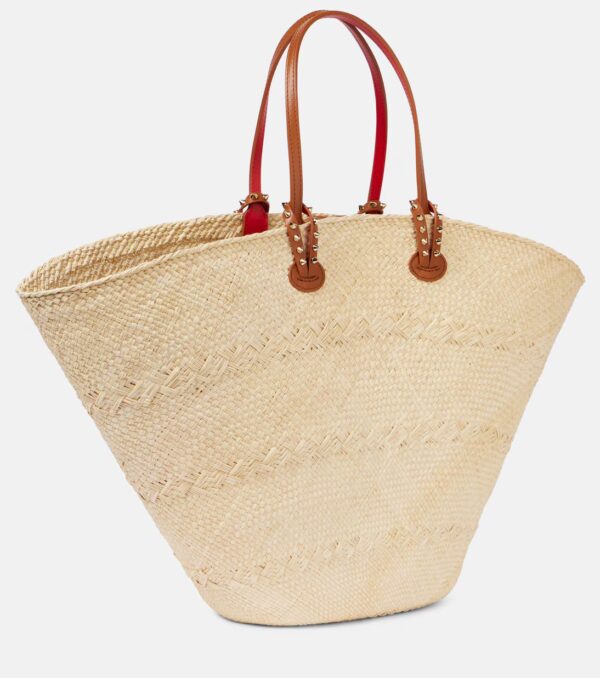 Christian Louboutin Cabata Large Raffia Tote – Natural Beige with Leather Trim - Image 2